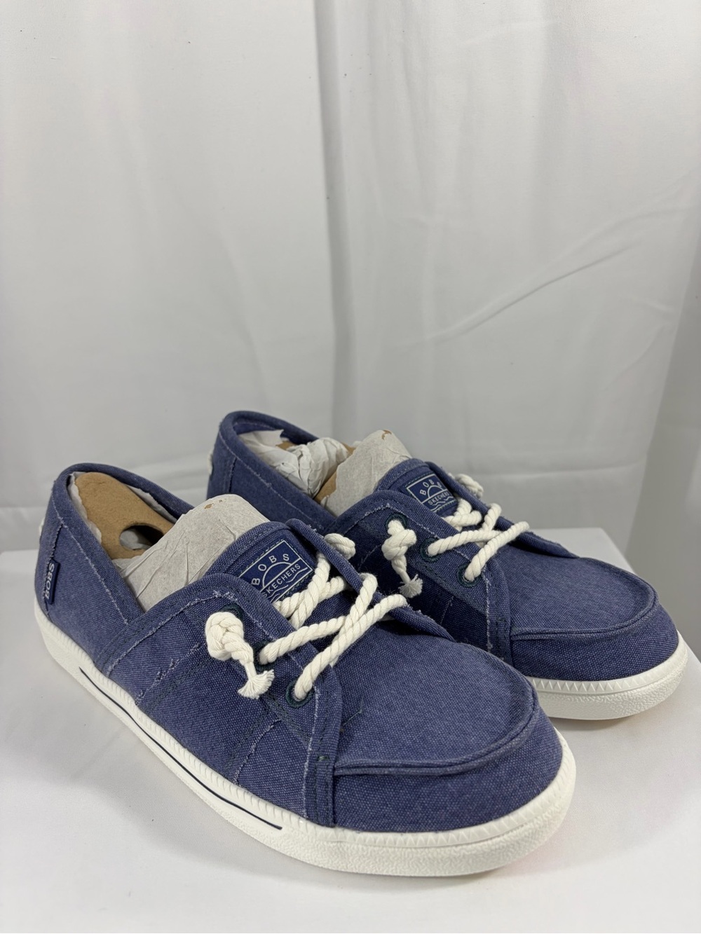 NWT Bobs From Skechers Women’s Size 9 Blue Canvas Slip-On Boat Shoes